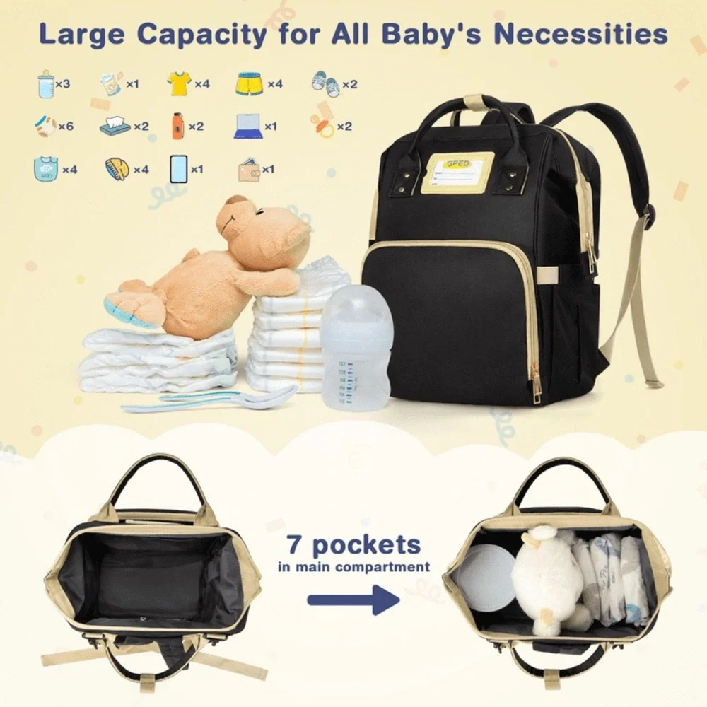 GPED Multifunction Diaper Bag Backpack with Insulated Pockets